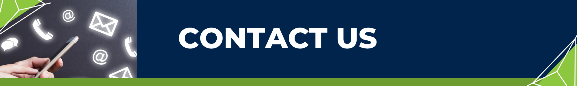 HemeonLearning_Banner_contact_2025 Dark blue banner image that says contact us and a photo of a person's hand on a smartphone